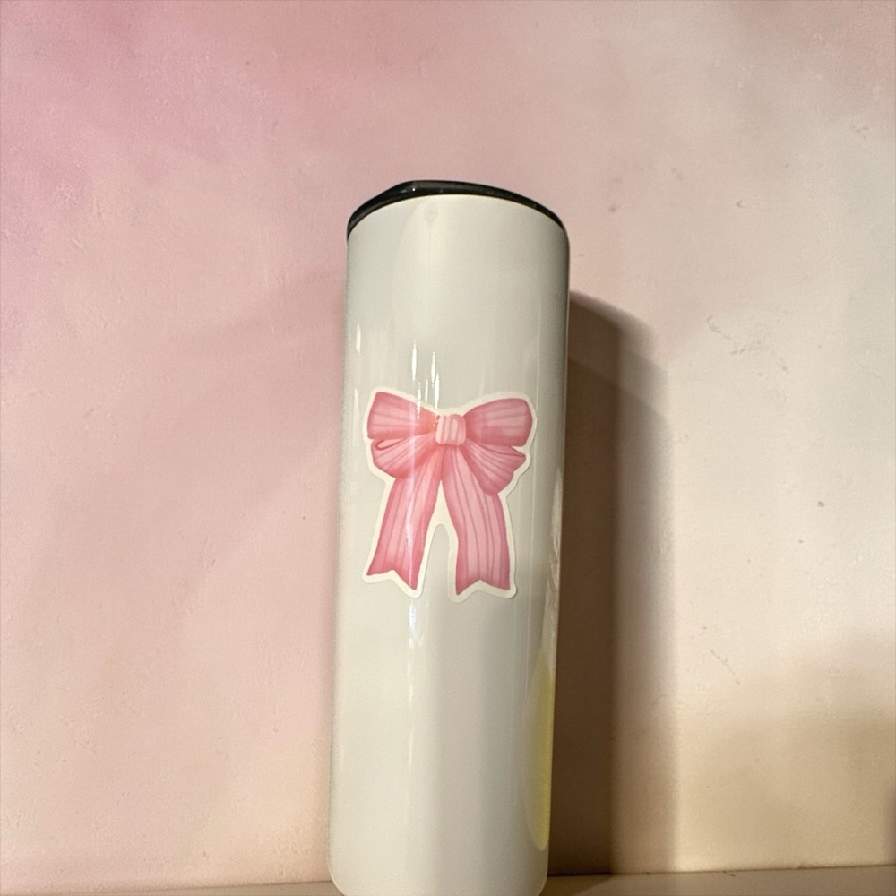 White Tumbler with Pink Bow